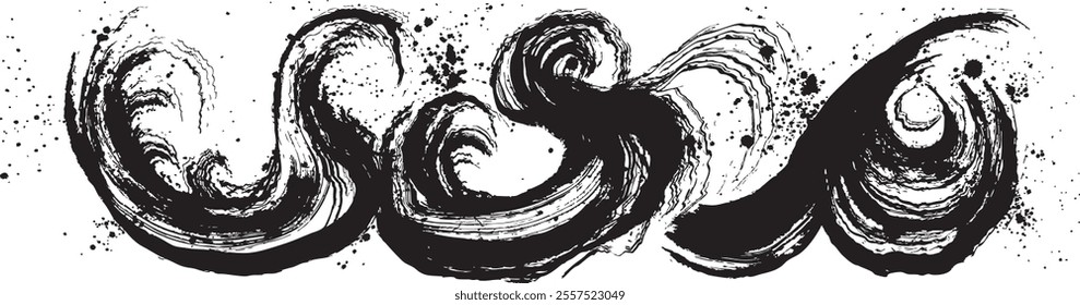 sea spray. brush stroke wave. hand drawn shape.