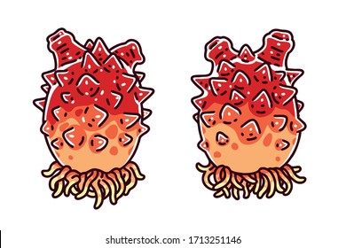 Sea squirts. Colored vector illustrations set.