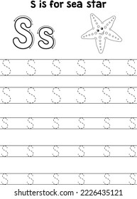 Sea Star Animal Tracing Letter ABC Coloring S