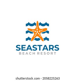 Seestern-Badeort, Vektorlogo-Design
