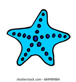 Sea star caribbean starfish vector doodle on a white background