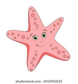 Sea star cartoon clipart. Starfish color vector illustration.