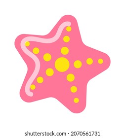 Sea star in color cartoon design flat style. Starfish marine, cartoon tropical aquatic underwater ocean, vector illustration