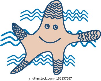 Sea star cute cartoon vector illustration
