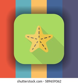 sea star flat icon with long shadow, vector illustration