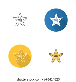 Sea star icon. Flat design, linear and color styles. Isolated vector illustrations