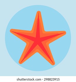 Sea star icon in flat style. Vector illustrations.