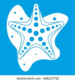 Sea star icon white isolated on blue background vector illustration