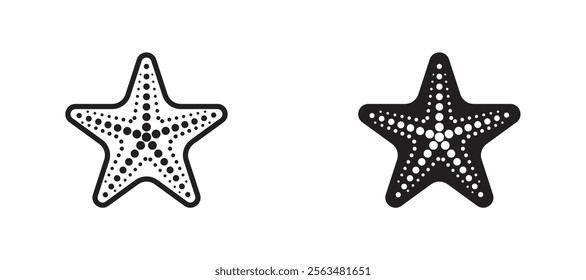 Sea star icons in outline and fill. vector illustration for ui.