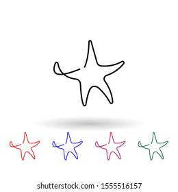 Sea star one line multi color icon. Simple thin line, outline vector of animals one line icons for ui and ux, website or mobile application