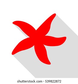Sea star sign. Red icon with flat style shadow path.