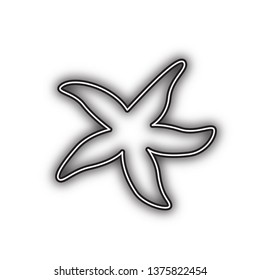 Sea star sign. Vector. Double contour black icon with soft shadow at white background. Isolated.