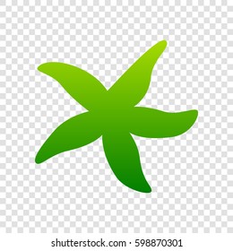 Sea star sign. Vector. Green gradient icon on transparent background.
