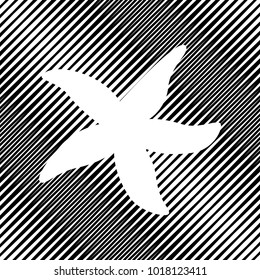 Sea star sign. Vector. Icon. Hole in moire background.