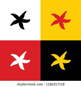 Sea star sign. Vector. Icons of german flag on corresponding colors as background.