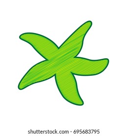 Sea star sign. Vector. Lemon scribble icon on white background. Isolated