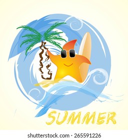 Sea star with surfboard