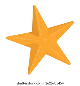 Sea star vector isolated. Yellow underwater creature, sea or ocean wildlife. Beautiful starfish.