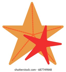 Sea starfish icon, vector illustration flat style design isolated on white. Colorful graphics