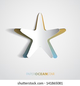 Sea Starfish from paper - vector card