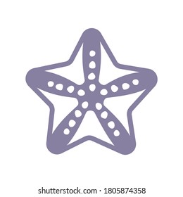 Icono único vectorial del pez estrella del mar, ilustración aislada separada. Vida silvestre marina y oceánica. Molusco submarino