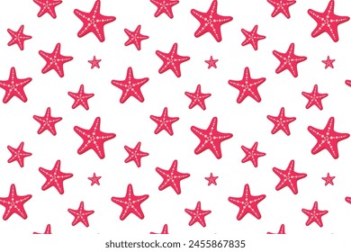 Sea stars hand drawn vector seamless pattern. Vector seamless pattern with adorable star fish for textile, wallpaper, print.