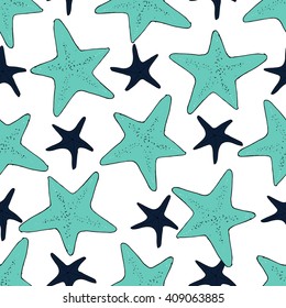 Sea stars seamless pattern