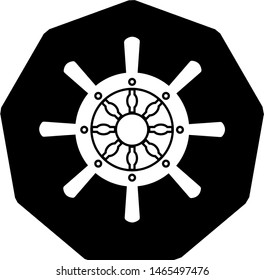 Sea steering wheel icon in outline style. Coloring template for modification and customizing  according to a specific task. 