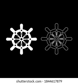 Sea steering wheel icon silhouette color white