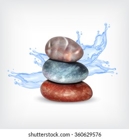 Sea stone with splashing water. Vector icon. EPS10 vector
