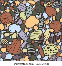 Sea stones seamless color pattern