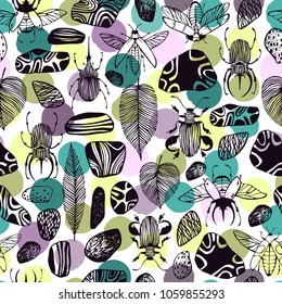 Sea stones of various shapes and color seamless pattern . Relax spa stone mineral texture abstract seamless pattern.