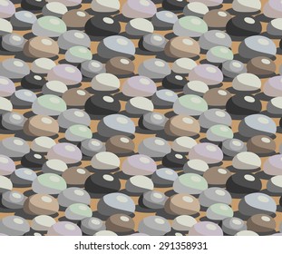 Sea stones vector illustration. Pebble seamless pattern. Abstract background.