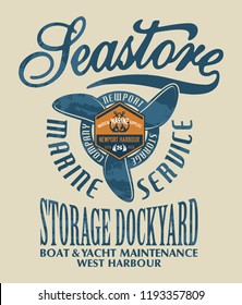 Sea store marine nautical service, nautical graphic vector artwork  for t shirt print