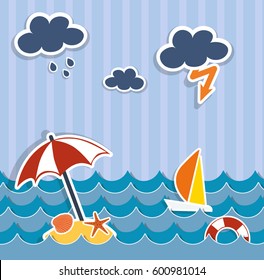 Sea storm background. Flat illustration