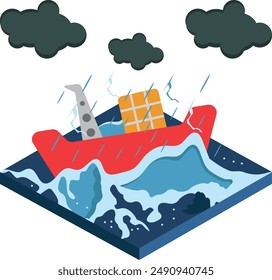 The sea storm caused massive waves and strong winds.