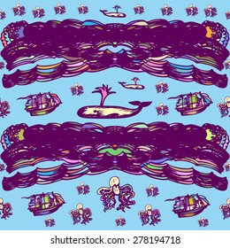 Sea story seamless pattern