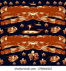 Sea story seamless pattern