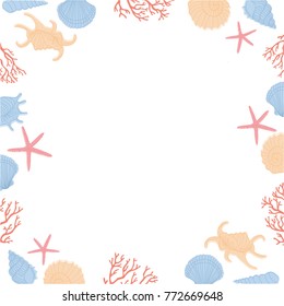 Sea style vector frame for wedding invitation