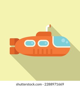 Vector plano del icono submarino marino. Barco submarino. Ejército profundo