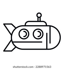 Sea submarine icon outline vector. Underwater ship. Deep military