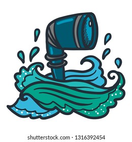 Sea submarine periscope icon. Hand drawn illustration of sea submarine periscope vector icon for web design