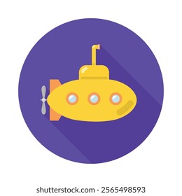 Sea submarine with periscope icon. Vector illustration.