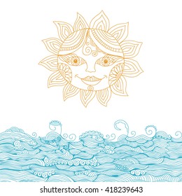 Sea and sum vector illustration