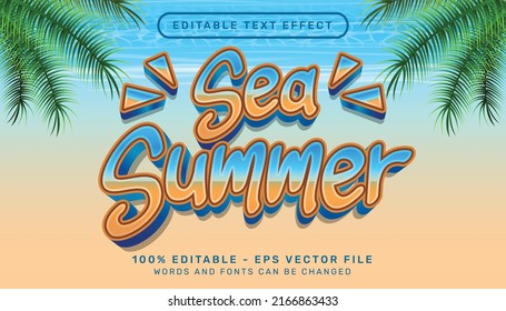 Sea Summer 3d Editable Text Effect And Sea Landscape Background	