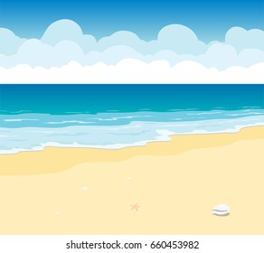 Beach Vector Landscape Clouds Background Illustration Stock Vector ...