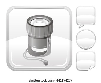 Sea summer beach and travel icon with diving lantern on square background and other blank button forms - speaking bubble, circle, sticker