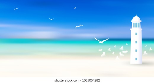 Sea summer lighthouse background
