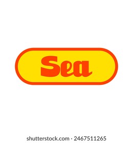 "Sea" summer sticker, vector element, design illustration