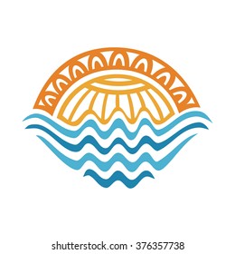 Sea and sun abstract pattern design element vector illustration